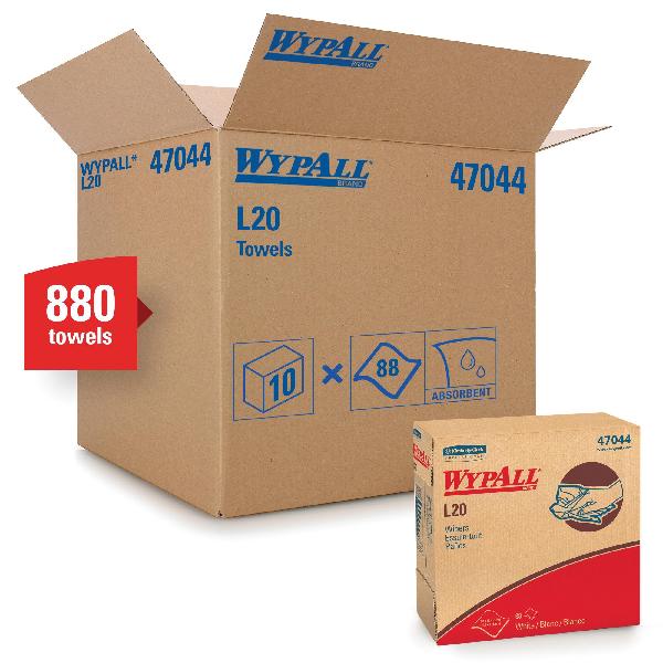 Cleaning Wiper, Single Use, Series: L20, 16.8 x 9.1 in Size, 88 Sheets Capacity, White, Paper, 4 Ply