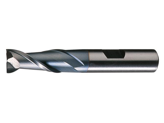 Finishing End Mill, Series: PM-2-TC, 0.312 in Diameter Cutter, 2.5 in Overall Length, 0.75 in Length of Cut, 2 Flutes, Spiral Flute, 0.3750 in Shank Diameter, Right Cutting Direction, Weldon Flat Shank, HSS-E (PM), TiCN