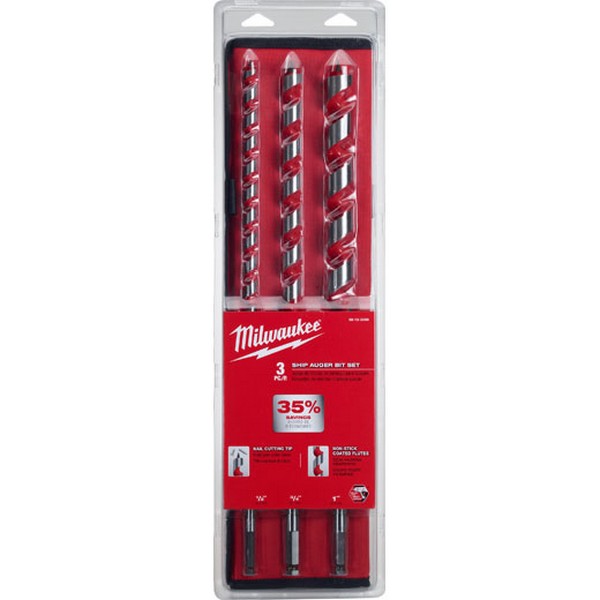 Wood Drill Bit Set, 3 Piece, Specifications: 18 in L Bit, Alloy Steel