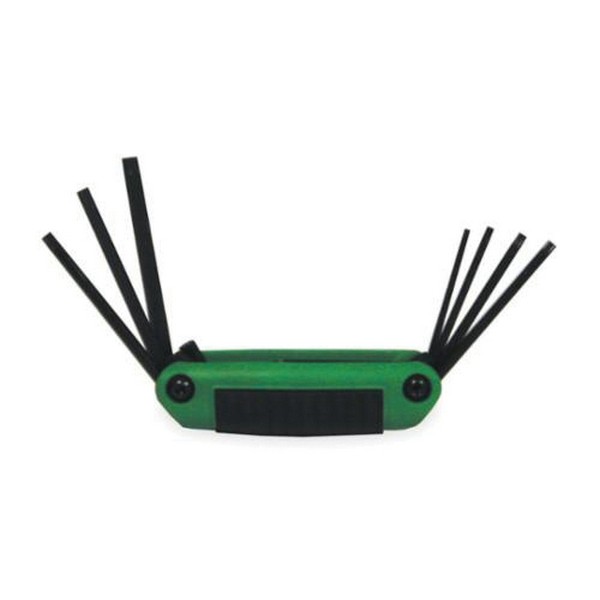 Hex Key Set, Short Arm, 8 Piece, T8 to T40 Torx, Foldable Handle, Specifications: 1.4 to 2.75 in L Arm, Alloy Steel, Black Oxide