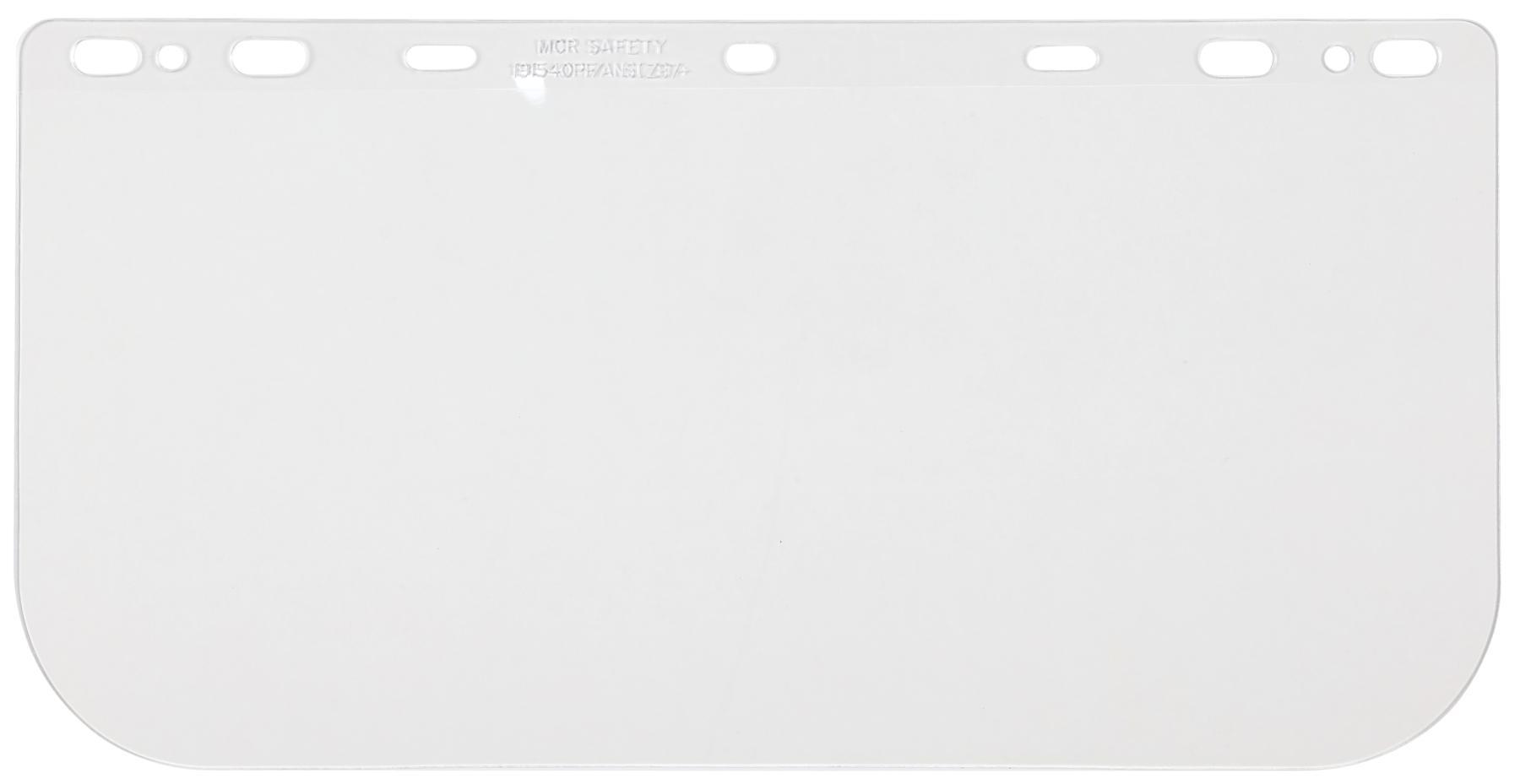 Face Sheild, Protection, Clear, Polycarbonate, 0.04 in Visor Thickness, 8 in Visor Height, 16 in Visor Width, Specifications Met: ANSI Z87+
