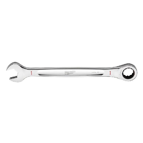 Combination Wrench, Ratcheting Standard Length, Measurement System: Imperial, Open End Wrench, 1 in Wrench Opening, 12 Points, 13.43 in Overall Length, Ergonomic Handle, Steel