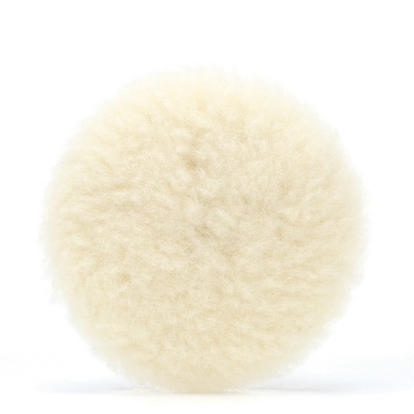Buffing Pad, Knit II Regular, Hook and Loop Attachment, 3 Inch Overall Diameter, 0.69 Inch Thickness , Wool Pad, 11/16 Inch Pile, White