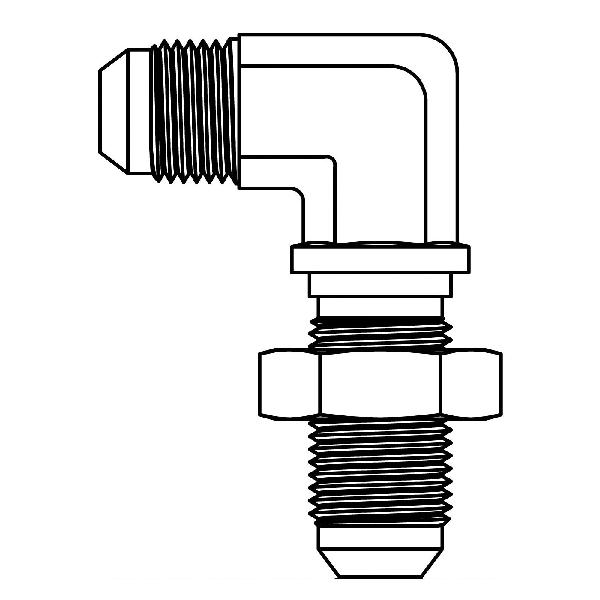 Bulkhead Union Elbow, Series: 2701-LN, 7/8-14 Nominal, 37 deg Male JIC End Style, 90 deg Angle, 316 Stainless Steel