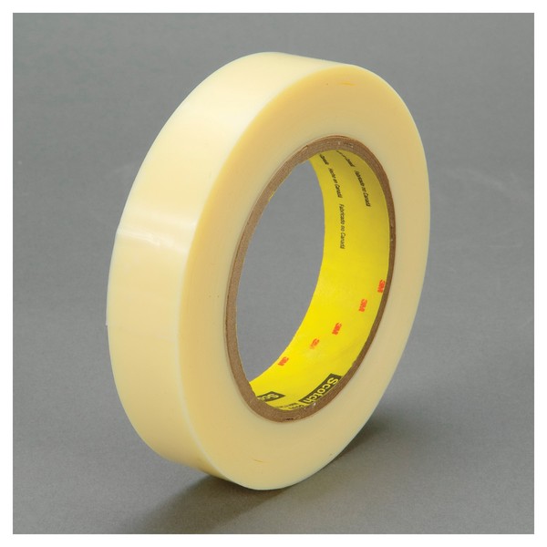 Strapping Tape, General Purpose, 55 m Length, 18 mm Width, 4.6 mil Thickness, Ivory, 3 Inch Diameter Core, Synthetic Rubber Resin Adhesive, Tensilized Polypropylene Backing, 75 in-oz Adhesion Strength, 160 in-lb Tensile Strength, Specifications Met: AS