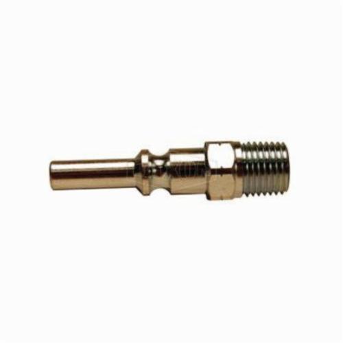 Quick Connect Plug, Lincoln Air Chief, 1/4 Inch Nominal, Quick-Disconnect Plug x MNPT End Style, 9/16 Inch Hex, 2-1/4 Inch Length, 300 psi Pressure, -40 to 250 °F, Steel, 0.65 Inch Outside Diameter, Domestic