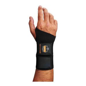 Wrist Support, L, Fits Wrist Size 7 to 8 Inch, Ambidextrous Hand, Reversible Hook and Loop Wrist Strap Closure, Black