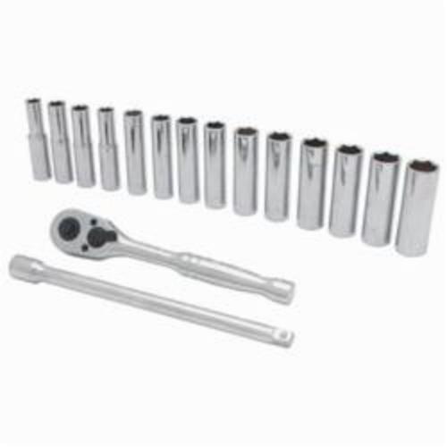 Mechanics Tool Set, Measurement System: Metric/Imperial, 1/4 in Drive, Pear Head Shape, 6 Points, 16 Piece, Sockets Included: Yes, Specifications Met: ANSI Specified, Forged Steel, Polished Chrome/Nickel Plated