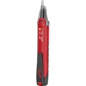 Voltage Detector, Non-Contact, 10 to 1000 VAC, LED Indicator, AAA Alkaline Battery Power Source, Automatic Cut-Off Switch, Safety Rating: Cat IV 1000 VAC, 14 to 122 °F, 5.92 in L x 0.68 in W x 0.91 in H Dimensions, Plastic, Red