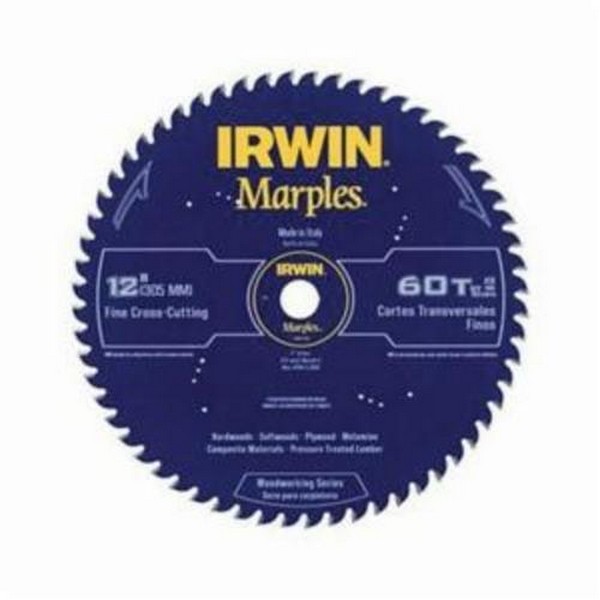 Woodworking Circular Saw Blade, Series: Woodworking, 12 in Diameter, 1 in Arbor, ATB Teeth, 60 Teeth, 10 deg Tooth Angle, 6000 RPM Maximum, 0.098 in Kerf, Carbide Cutting Edge, Carbide Blade, Non-Stick Coated, Applicable Materials: Hardwood, Laminate