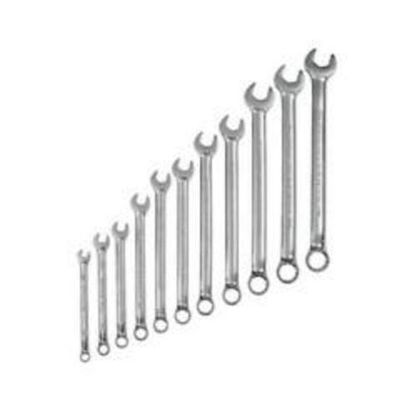 Combination Wrench Set, Anti-Slip, Metric System of Measurement, 7 to 19 mm Size, 11 Piece, Specifications: 12 Point, Open End Drive, Full Polished