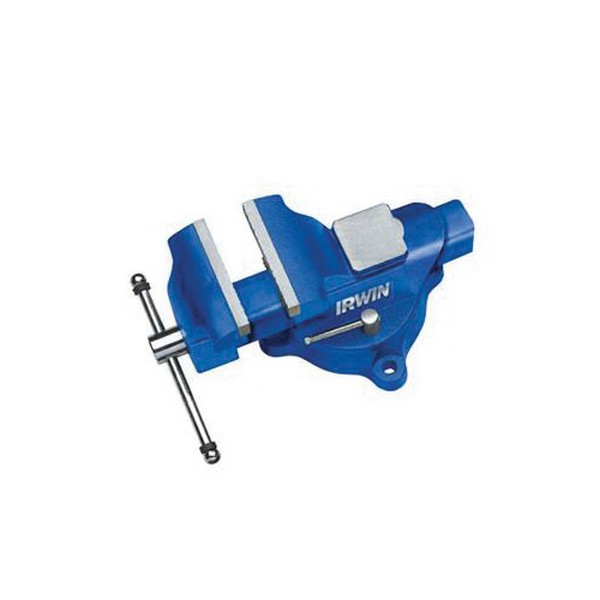 Workshop Vise, Heavy Duty, 3 in Jaw Opening, 4 in Jaw Width, Steel Jaw, 2.2 in Throat Depth, Swivel Base, Bolted-Down Mounting, 360 deg Rotation, 3000 lb Load, Steel Handle, Fused Handle, Cast Iron, Blue