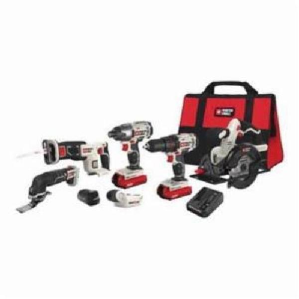 Cordless Combination Kit, 6-Tool Compact, Drill, Circular Saw, Impact Driver, Oscillating Tool, Reciprocating Saw, 20 V, Lithium-Ion, 2 Ah Battery, Kit Bag Package Type