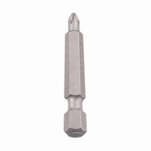Power Bit, #2 Point, Phillips® Point, Hex Shank, 1/4 in Shank, Steel