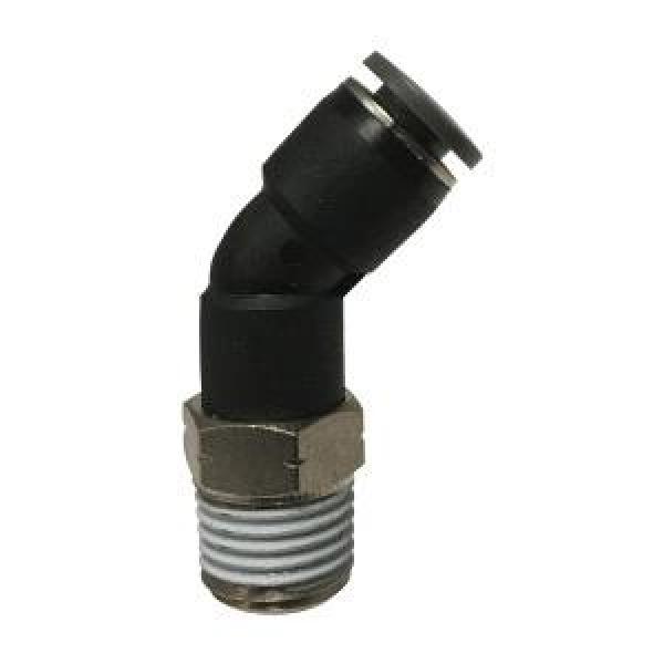 Tube to Pipe Elbow, Swivel, 1/4 x 1/8 Inch Nominal, Push-In x MNPT, 45°, 0 to 150 psi, 0 to 160 °F, Brass/Composite Polyacetal