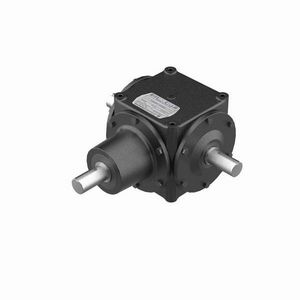 Bevel Gear Reducer, 1.33:1 Gear Ratio, 45 HP, Shaft Input, Shaft Output, 1-1/2 Inch Diameter x 3-1/16 Inch Length Input, 1-1/2 Inch Diameter x 3-3/32 Inch Length Output, 639.1 RPM Output Maximum Speed, 850 RPM Input Maximum Speed, 4350 in-lb, 11-1/2 Inch Centre Distance, 3/8 x 3/16 Inch Input Keyway, Four-Bolt Surface Mount, Ductile Iron