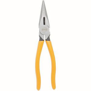Long Nose Plier, 50.8 mm Nominal, Machined Jaw, 2 in Jaw Opening, Chrome Vanadium Steel Jaw, 0.063 in Tip Width, 8 in Overall Length, Insulated Handle, 5 in Handle Length, Rubber Handle, Silver/Yellow