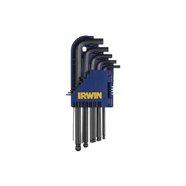Hex Key Set, L-Caddy Ball End Long Arm, Measurement System: Imperial, 13 Piece, 13/64 to 3/8 in Hex, Chrome Vanadium Steel