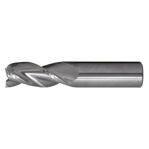 Corner Radius End Mill, Imperial Regular, Series: CEM-AM3, 1 in Diameter Cutter, 0.03 in Corner Radius, 5 in Overall Length, 2 in Length of Cut, 3 Flutes, Spiral Flute, 1 in Shank Diameter, Right Hand Cutting Direction, Straight Shank, Solid Carbide,