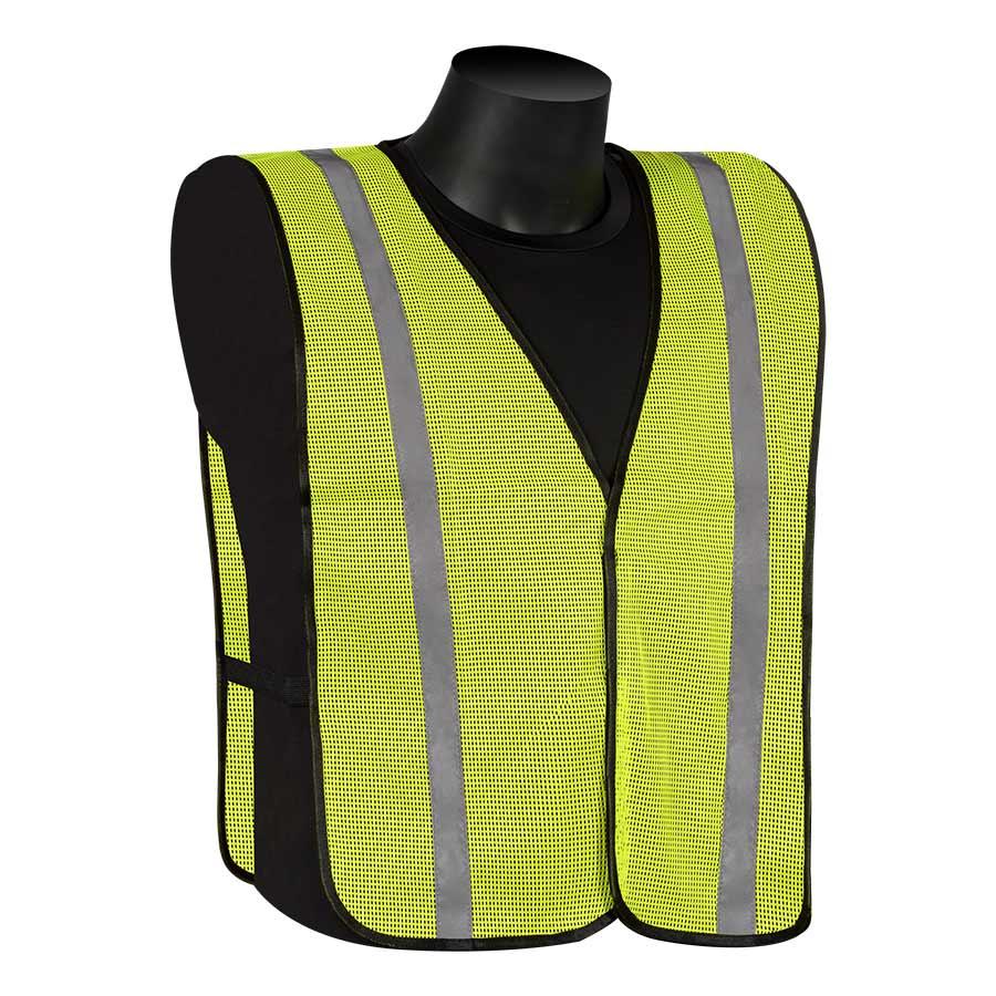 General Purpose Vest, Reflective, Series: N16001G, One Size, Hi-Viz Green, Polyester, Front Zipper Closure, ANSI Class: Class 2