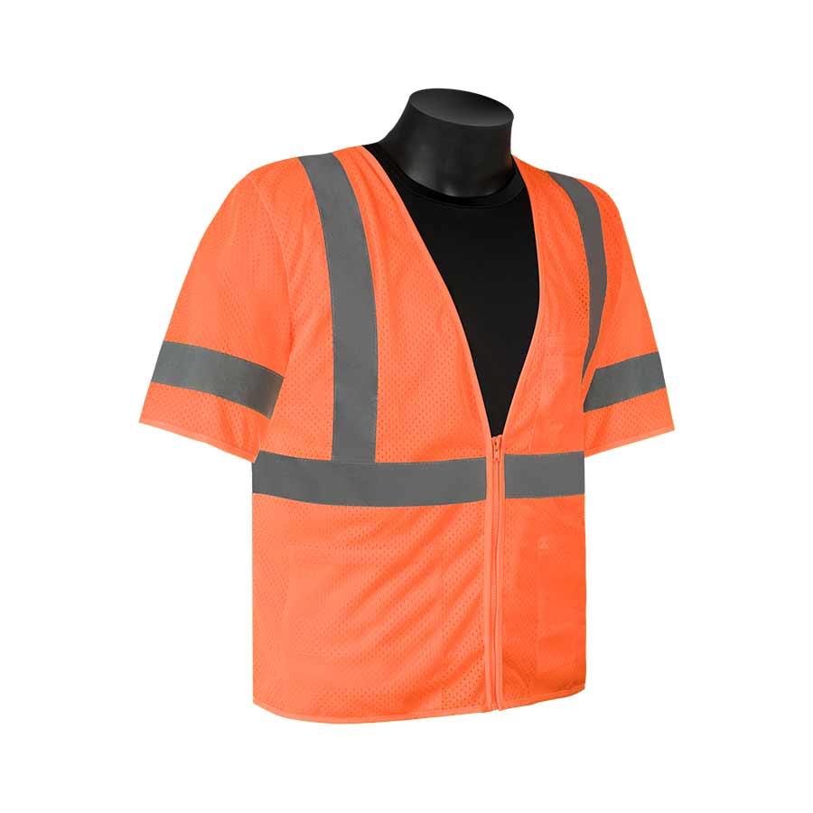 FR Vest, Reflective, Series: FR16004F, 3XL Size, Hi-Viz Green, Mesh/Polyester, Front Zipper Closure, 3 Pockets, ANSI Class: Class 3