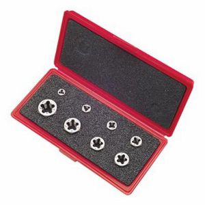 Die Set, Hexagonal Standard, Series: 377, Measurement System: Imperial, 10 Piece, 1/4-20 to 1-8, UNC Thread, Carbon Steel, Bright