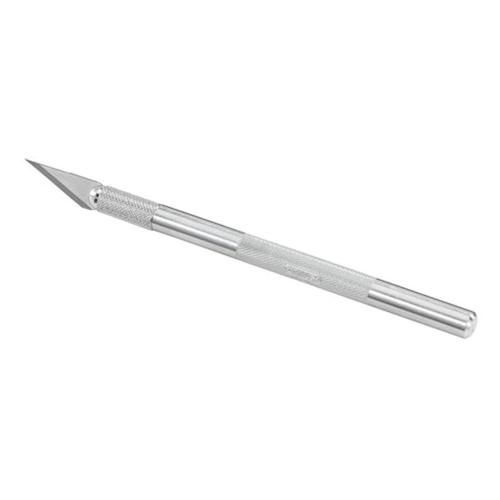Hobby Knife, Light Duty Long, 2 in Blade Length, Angled Point Blade, Steel Blade, Round Grip, 4-5/8 in L Handle, Aluminum Handle, 7 in Overall Length