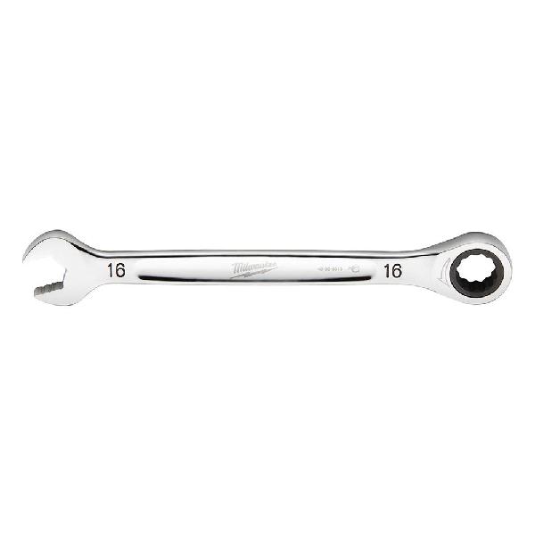 Combination Wrench, Ratcheting Standard Length, Measurement System: Metric, Open End Wrench, 16 mm Wrench Opening, 12 Points, 217.932 mm Overall Length, Ergonomic Handle, Steel