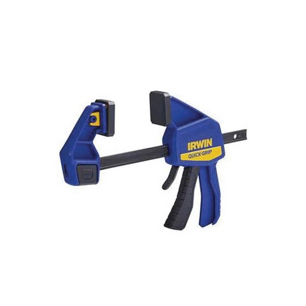 Bar Clamp/Spreader, Medium Duty One Handed, 12 in Clamping, 3-3/16 in Throat Depth, 7-7/8 to 19-3/8 in Spreading, 300 lb Clamping, Plastic Resin Handle, Steel Bar, Blue