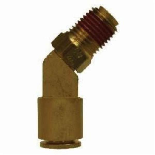 Tube To Pipe Swivel Elbow, 45°, 45° Elbow Fitting/Connector, 3/8 Inch Nominal, Push-In x MNPTF End Style, 150 psi Pressure, -40 to 200 °F, CA377 Brass