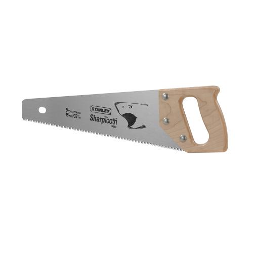 Hand Saw, Heavy Duty, 15 in Blade Length, Steel Blade, 8, 3-Sided Teeth, 18 in Overall Length, Steel Cutting Edge, Hardwood Handle, PVC and ABS Material Application