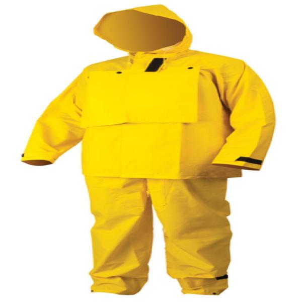 Rainwear Flame Retardant Suit, 2-Piece, Series: Hydroblast, XL, Yellow, Hook and Loop Closure