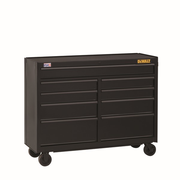 Rolling Tool Cabinet, 52 in Width, 18 in Depth, 40-1/2 in Height, 9 Drawers, 4 Casters, 5 x 2 in Caster, 20282 cu-in Capacity, Full Grip Tubular Handle, Steel, Black