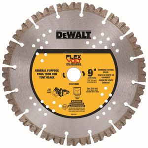 Diamond Blade, Segmented, 9 in Diameter Blade, 7/8 in Arbor/Shank, Dry Cutting Condition, 3-1/4 in Diamond Depth, 6600 RPM Maximum