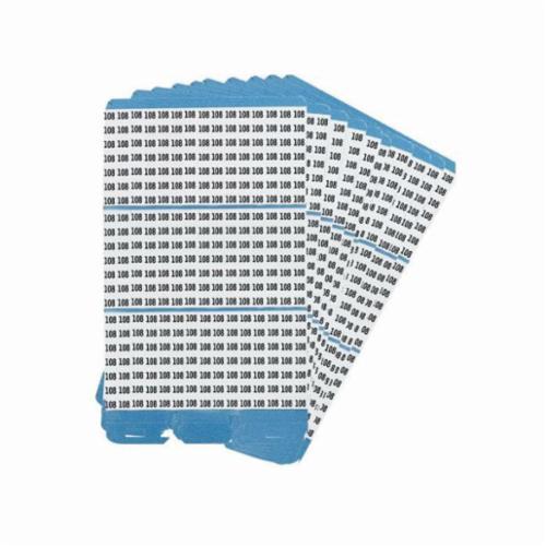 Wire Marker Book Refill, Die-Cut in Book Format Pre-Printed, 1.56 Inch Length, 0.3 Inch Width, Legend: 108, Black on White Legend/Background, B-500 Vinyl Coated Fabric