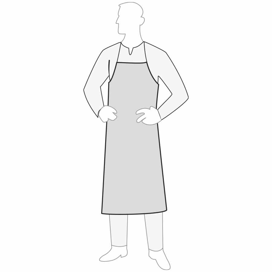 Disposable Apron, One Size, White, Polyethylene, 36 in Length, 28 in Width, Serged Seam