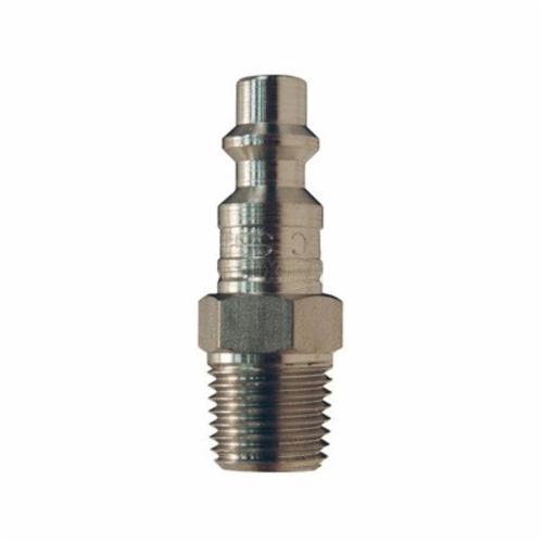 Quick Connect Plug, Industrial, Series: DF Series, 1/2-14 Nominal, Quick Disconnect Plug x Male NPTF End Style, 7/8 Inch Hex, 2.34 Inch Length, 300 psi Pressure, -40 to 250 °F, 303 Stainless Steel, 1.01 Inch Outside Diameter, Domestic
