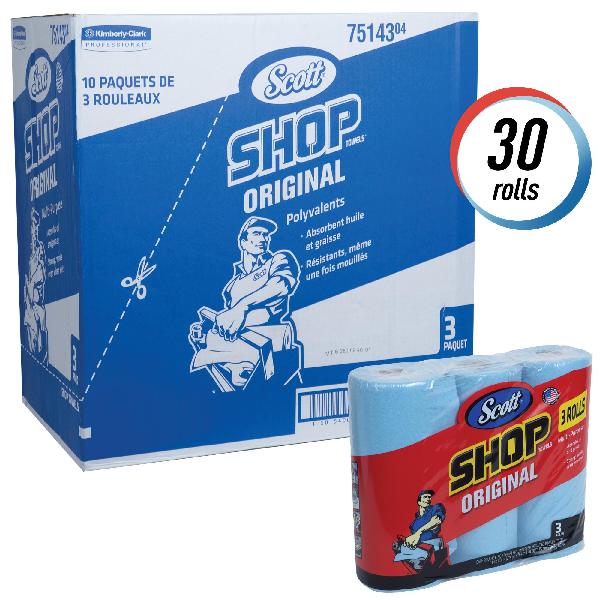Shop Towel, Durable Multi-Purpose, Blue, Roll Package Type