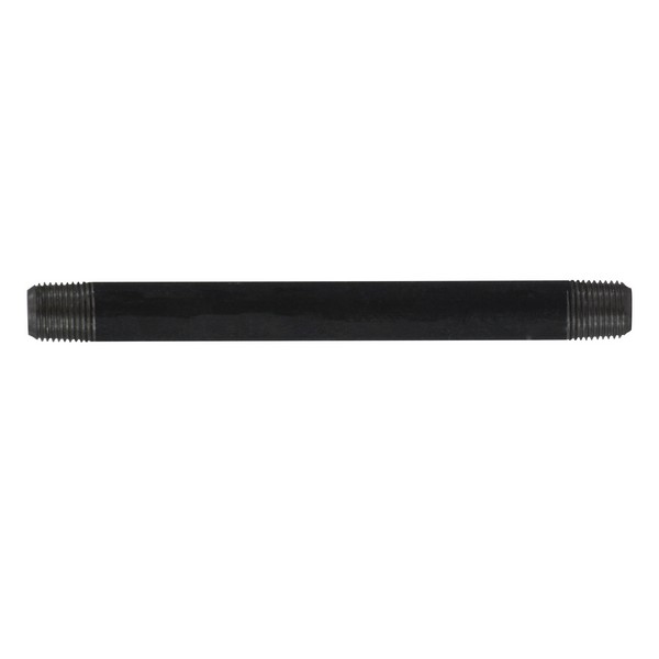 Pipe Nipple, 1/8-27 Nominal, NPT End Style, 12 Inch Length, SCH 40/STD Schedule, 700 psi Pressure, -200 to 150 °F, Welded Method of Manufacture, Steel, Black, Import