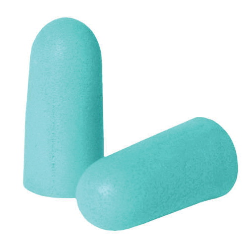 Ear Plugs, Uncorded, 32 dB Noise Reduction, Tapered Bullet Shape, Regular Size, Aqua Plug, Polyurethane Foam Plug, Disposable/Reusable: Disposable