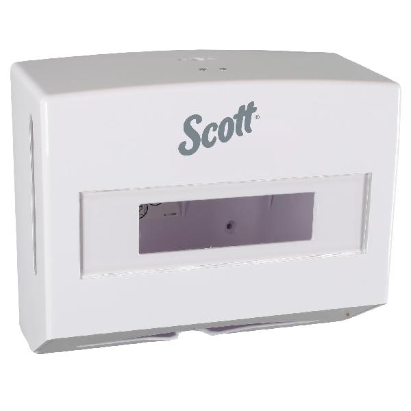 Towel Dispenser, Compact, Series: SCOTTFOLD*, 120 Towels Capacity, 9 in Overall Length, 10-3/4 in Overall Width, 4-3/4 in Overall Height, Wall Mounting, Plastic, White Finish/Color, Domestic