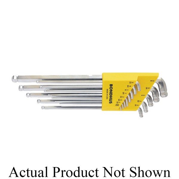 Hex Key Set, Extra Long Stubby Double Ball End, Measurement System: Metric, 9 Piece, Hex Drive, 1.5 to 10 mm Hex, L-Shaped Handle, BriteGuard™ Polished Chrome