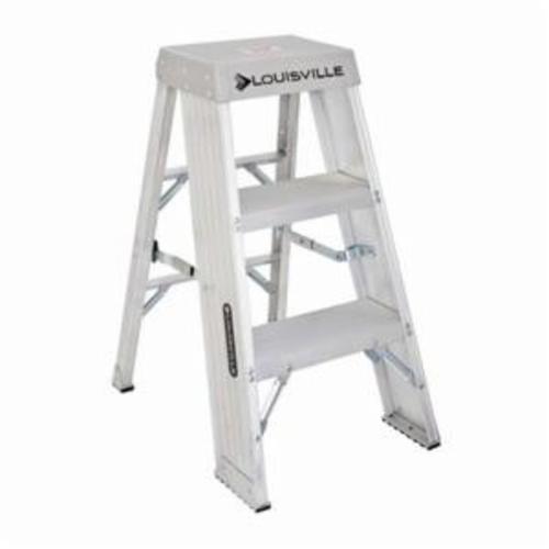Step Stool, Lightweight, Series: AY8000, 3 ft Overall Height, 300 lb, Aluminum, 3 Steps, 14-1/2 in Top Step Height, 14 in Platform Length, 9-1/4 In Platform Depth, 19-11/16 in Base Width, 26-1/2 in Base Depth, 34 in L x 19-11/16 in W x 9-5/6 in D Storage
