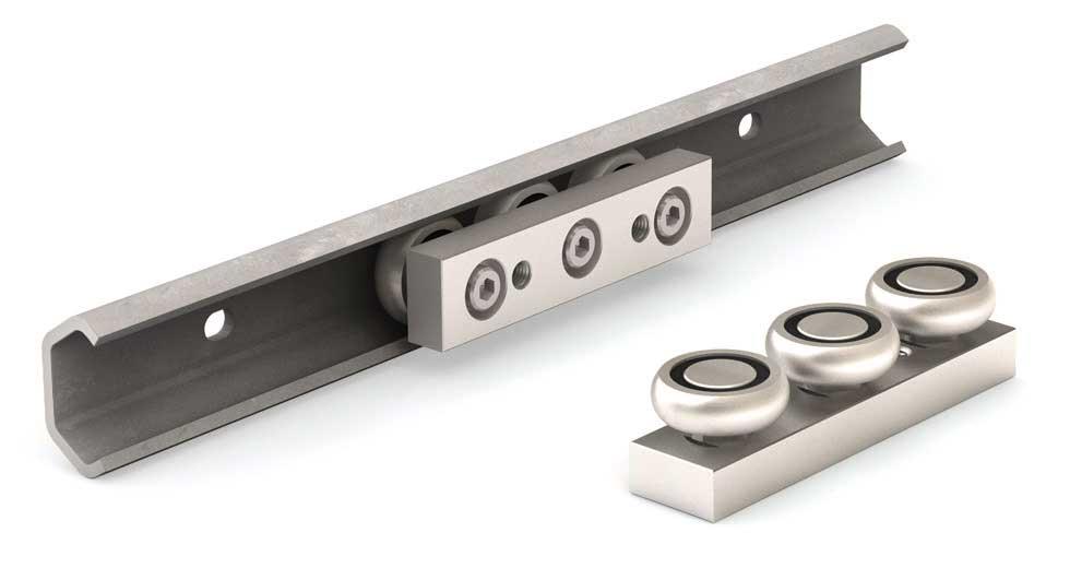 Commercial Rail, Series: CRT Series, 30 mm Rail, 0.79 in Width, 1.27 in Height, For Use With: CR20, CR30, CR40, 1.5 m/s Maximum, Steel Carriage, Aluminum Roller, Ceramic Coated Roller, 100 °C