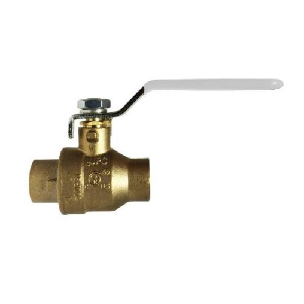 Ball Valve, Lead Free, 2 Inch Nominal, Sweat, 600 psi WOG, 150 psi WSP, -40 to 365 °F, Media: Cold Water, Oil, Gas and Saturated Steam, Stainless Steel Ball, Forged Brass Body, Brass Stem/PTFE Seat Trim, PTFE, 3.01 Inch Height x 5.276 Inch Width, Import