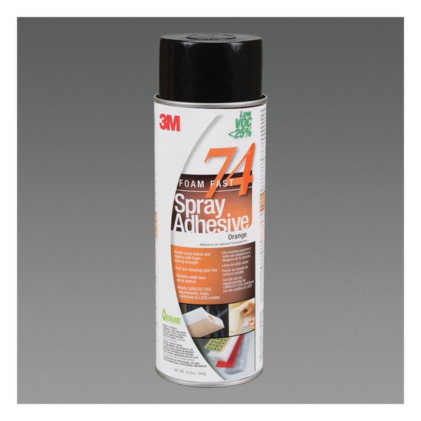 Spray Adhesive, Foam Fast, Series: Foam Fast, Aerosol Can Container, 24 fl-oz Container, 19 oz Net Weight, 50 sq-ft Coverage, 30 s to 2 min Drying, 1 to 15 min Setting, 2 min Curing, Orange