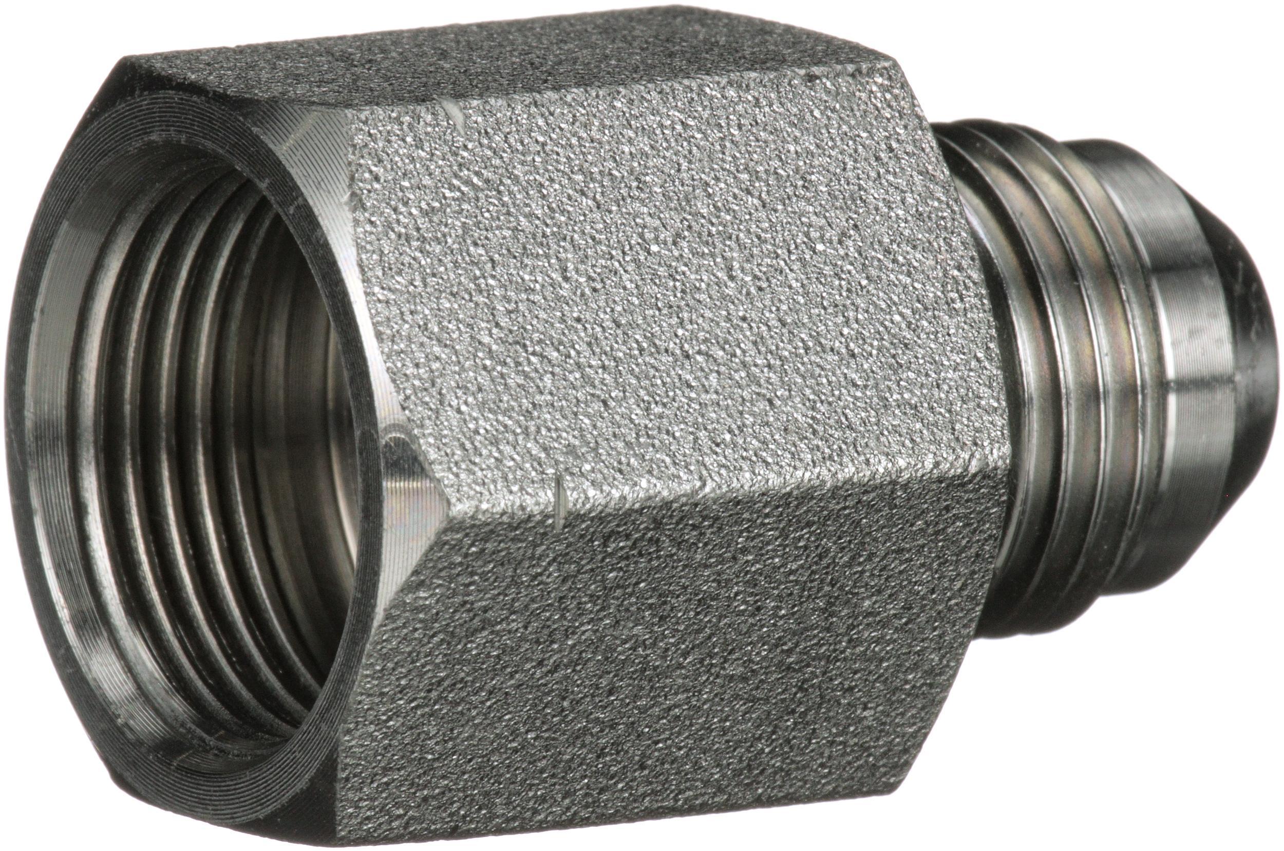 Hydraulic Adapter, SAE to SAE, Series: G65, M18 x 1.5 x 9/16-18 Nominal, Female Komatsu x Male JIC 37 °Flare End Style, 6000 psi Pressure, Steel, Import