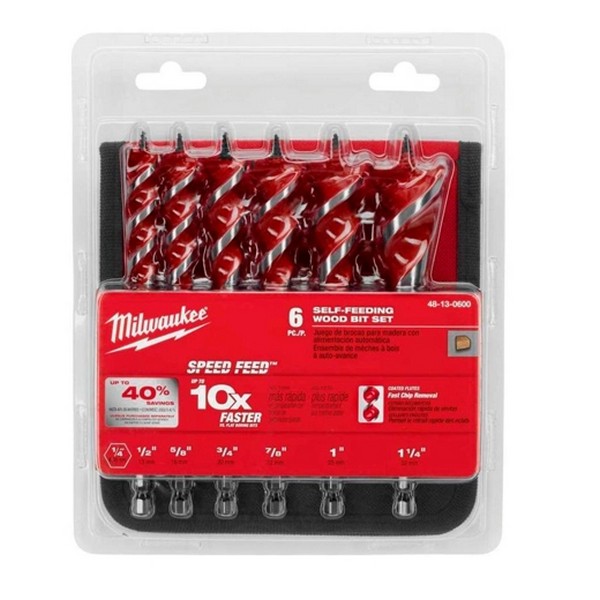 Wood Drill Bit Set, 6 Piece, Specifications: 1/4 in Hex Shank