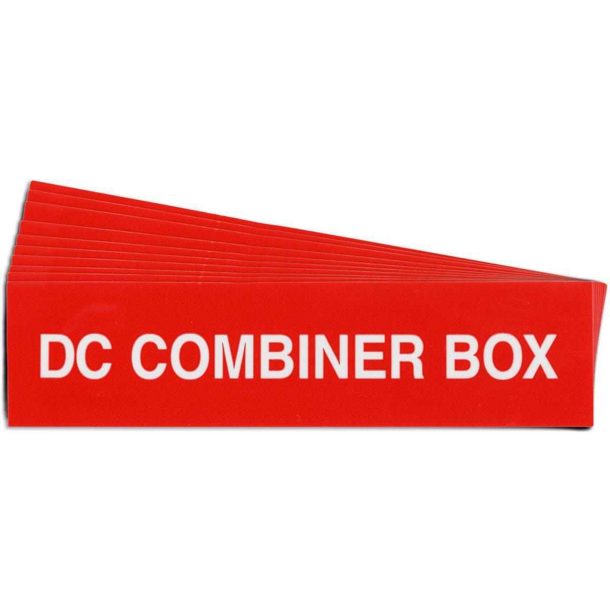 Warning Label, Pre-Printed Rectangle, Text Legend, DC COMBINER BOX Legend, B-920 Vinyl, 1 in Height, 4 in Width, Red on White Legend/Background, 0.007 in Thickness