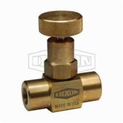 Mini Needle Valve, 1/8-27 Nominal, FNPT, 6000 psi, Knurled Knob Handle Actuator, Brass Body, 1-13/16 Inch Length x 3/4 Inch Width x 2-5/32 Inch Height
